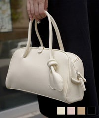 レディース バッグ きれいめ カジュアル ボストンバッグ 合皮 アイボリー ピンク ブラウン ブラック フリー タイハンドル ボストン バッグ HUIT