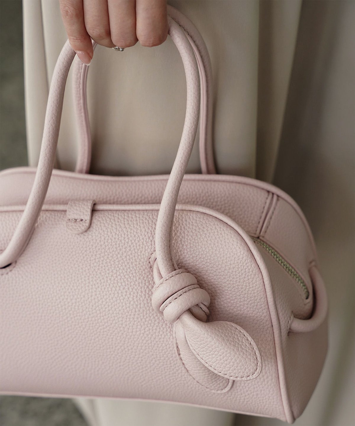 レディース バッグ きれいめ カジュアル ボストンバッグ 合皮 アイボリー/ピンク/ブラウン/ブラック/フリー