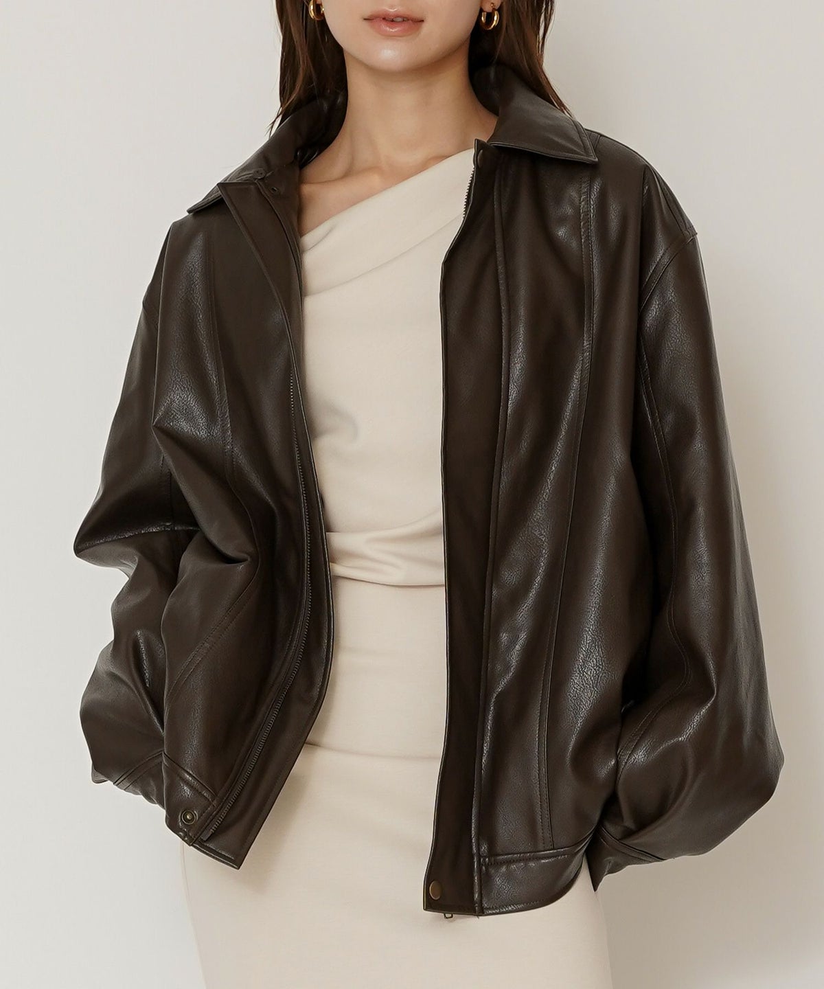 古着 ヴィンテージ ボア ライダース バイカーズブルゾン ユニセックス メンズライク ボーイッシュ 韓国風 綺麗め 細見え カジュアル KINO THE KEI