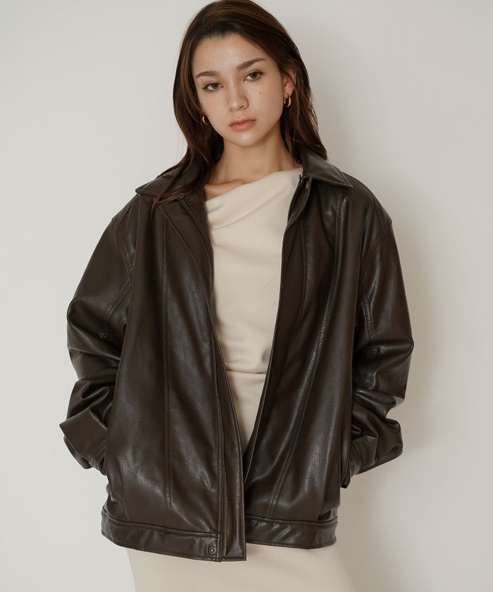 古着 ヴィンテージ ボア ライダース バイカーズブルゾン ユニセックス メンズライク ボーイッシュ 韓国風 綺麗め 細見え カジュアル KINO THE KEI