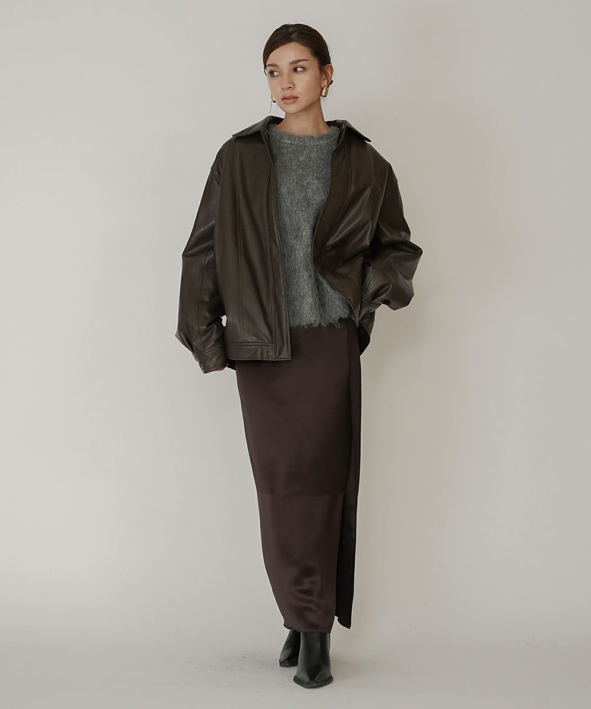 古着 ヴィンテージ ボア ライダース バイカーズブルゾン ユニセックス メンズライク ボーイッシュ 韓国風 綺麗め 細見え カジュアル KINO THE KEI