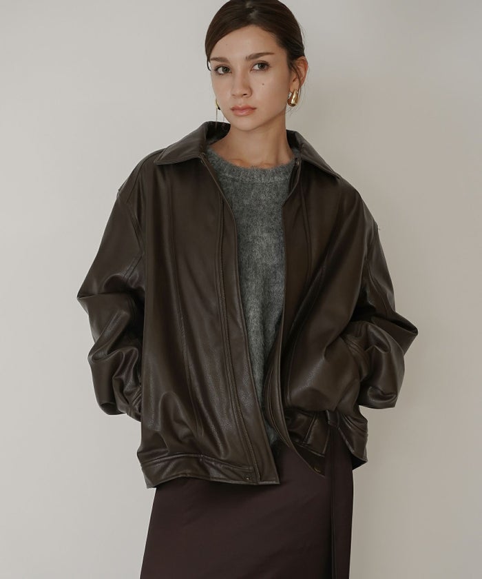 古着 ヴィンテージ ボア ライダース バイカーズブルゾン ユニセックス メンズライク ボーイッシュ 韓国風 綺麗め 細見え カジュアル KINO THE KEI