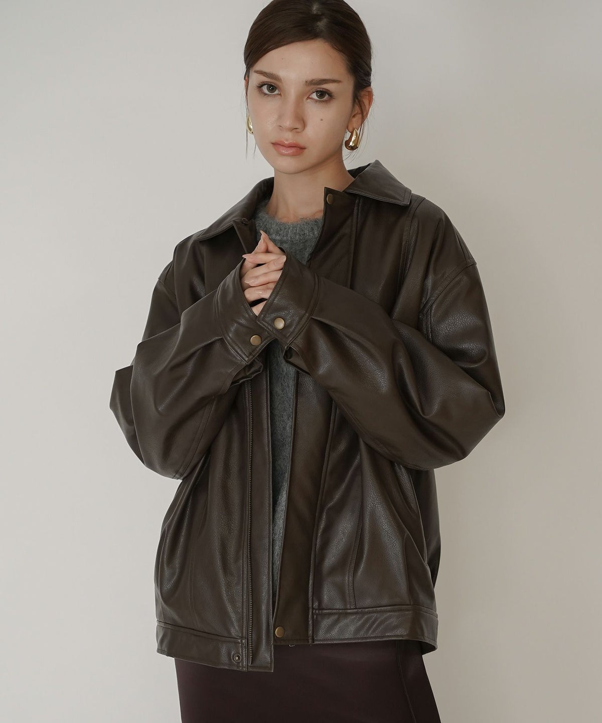 古着 ヴィンテージ ボア ライダース バイカーズブルゾン ユニセックス メンズライク ボーイッシュ 韓国風 綺麗め 細見え カジュアル KINO THE KEI