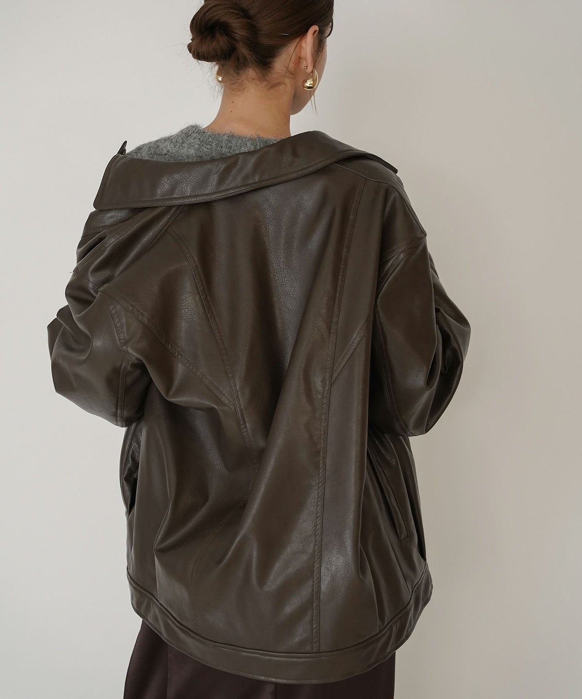 古着 ヴィンテージ ボア ライダース バイカーズブルゾン ユニセックス メンズライク ボーイッシュ 韓国風 綺麗め 細見え カジュアル KINO THE KEI