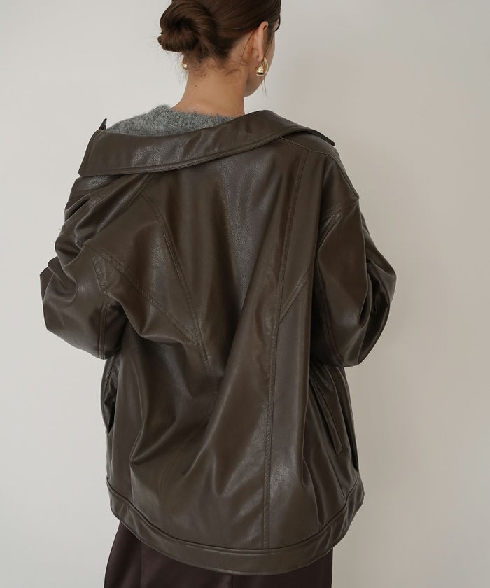 古着 ヴィンテージ ボア ライダース バイカーズブルゾン ユニセックス メンズライク ボーイッシュ 韓国風 綺麗め 細見え カジュアル KINO THE KEI