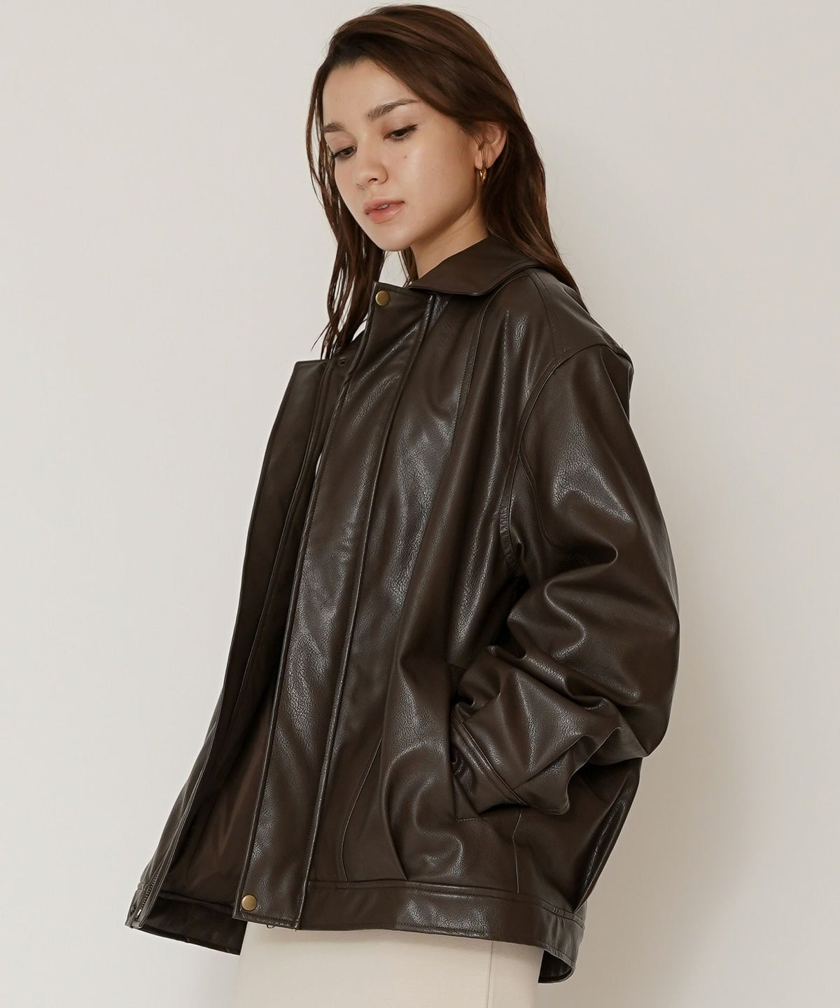 古着 ヴィンテージ ボア ライダース バイカーズブルゾン ユニセックス メンズライク ボーイッシュ 韓国風 綺麗め 細見え カジュアル KINO THE KEI