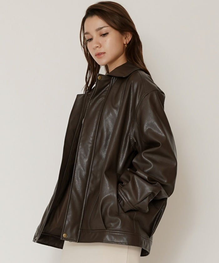 古着 ヴィンテージ ボア ライダース バイカーズブルゾン ユニセックス メンズライク ボーイッシュ 韓国風 綺麗め 細見え カジュアル KINO THE KEI