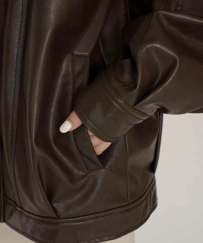 古着 ヴィンテージ ボア ライダース バイカーズブルゾン ユニセックス メンズライク ボーイッシュ 韓国風 綺麗め 細見え カジュアル KINO THE KEI