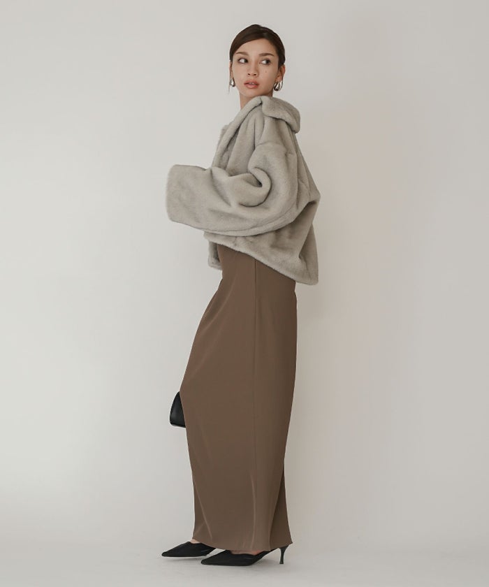 大人かわいい 上品 ディナー デート コンパクト クロップド丈 ファーコート 軽い 韓国風 綺麗め 細見え カジュアル KINO THE KEI