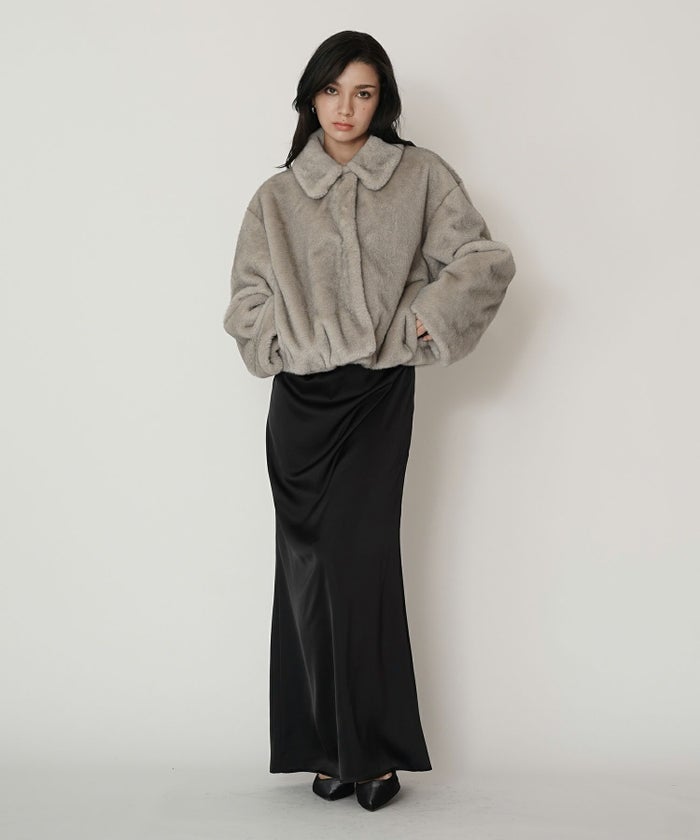 大人かわいい 上品 ディナー デート コンパクト クロップド丈 ファーコート 軽い 韓国風 綺麗め 細見え カジュアル KINO THE KEI