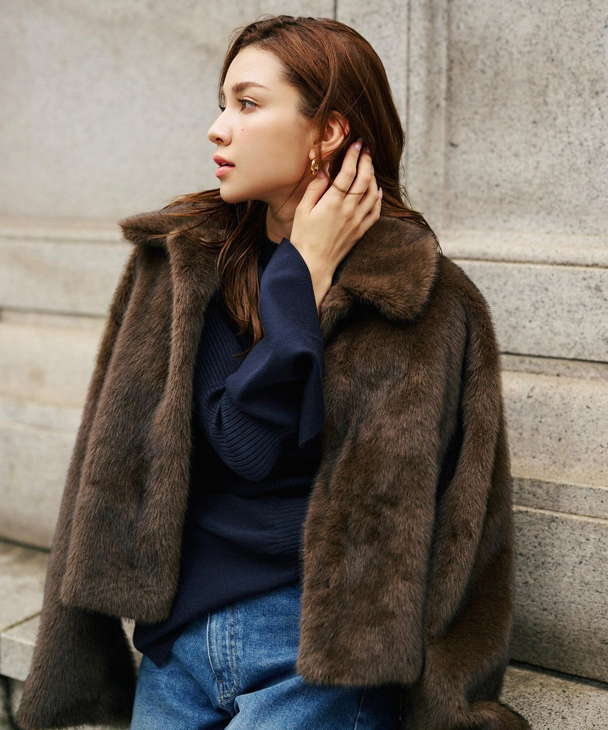 大人かわいい 上品 ディナー デート コンパクト クロップド丈 ファーコート 軽い 韓国風 綺麗め 細見え カジュアル KINO THE KEI