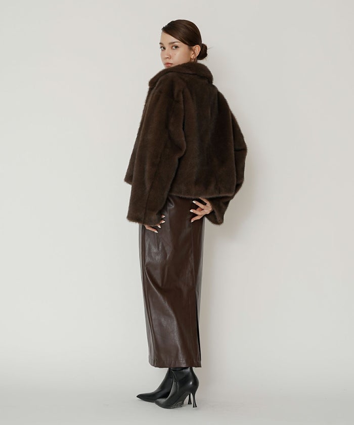 大人かわいい 上品 ディナー デート コンパクト クロップド丈 ファーコート 軽い 韓国風 綺麗め 細見え カジュアル KINO THE KEI