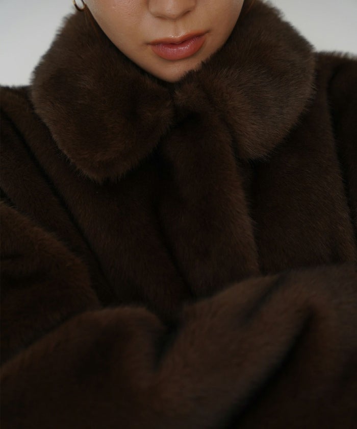 大人かわいい 上品 ディナー デート コンパクト クロップド丈 ファーコート 軽い 韓国風 綺麗め 細見え カジュアル KINO THE KEI