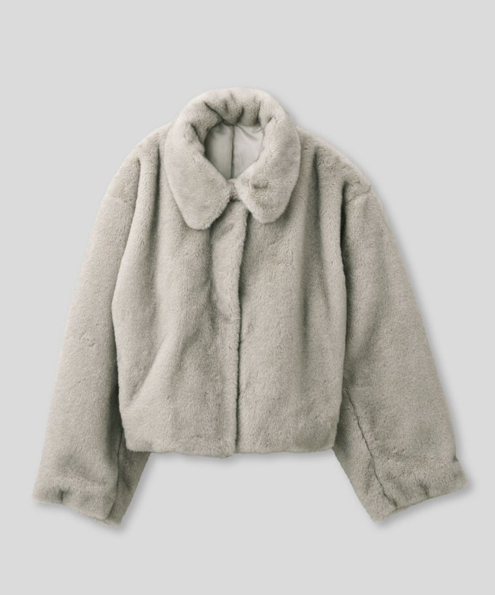 大人かわいい 上品 ディナー デート コンパクト クロップド丈 ファーコート 軽い 韓国風 綺麗め 細見え カジュアル KINO THE KEI