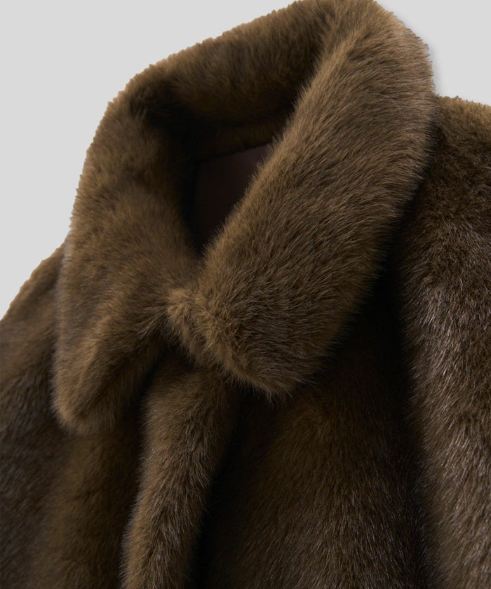 大人かわいい 上品 ディナー デート コンパクト クロップド丈 ファーコート 軽い 韓国風 綺麗め 細見え カジュアル KINO THE KEI