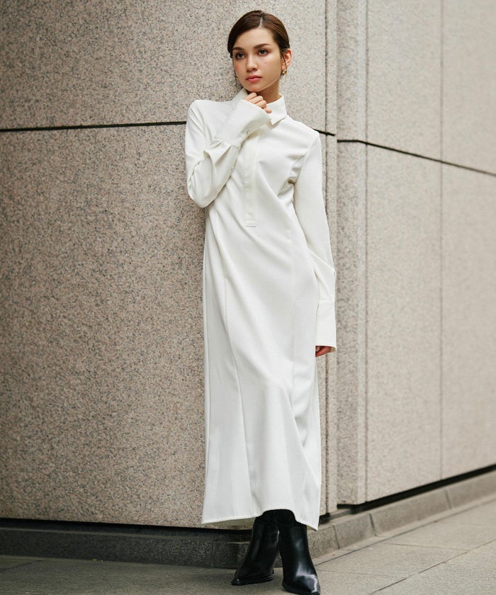 シャツワンピ 細見え モード 上品 ヴィンテージ 古着 ジャストシルエット 韓国風 綺麗め 細見え カジュアル KINO THE KEI