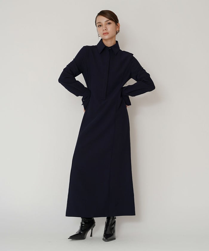 シャツワンピ 細見え モード 上品 ヴィンテージ 古着 ジャストシルエット 韓国風 綺麗め 細見え カジュアル KINO THE KEI