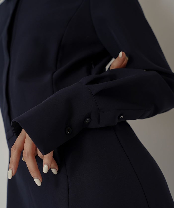 シャツワンピ 細見え モード 上品 ヴィンテージ 古着 ジャストシルエット 韓国風 綺麗め 細見え カジュアル KINO THE KEI