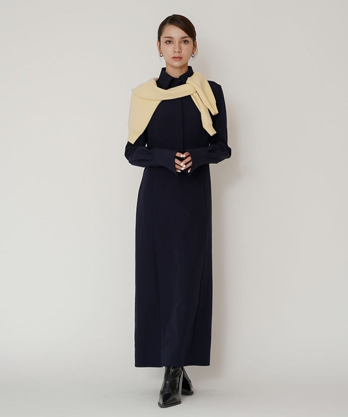 シャツワンピ 細見え モード 上品 ヴィンテージ 古着 ジャストシルエット 韓国風 綺麗め 細見え カジュアル KINO THE KEI