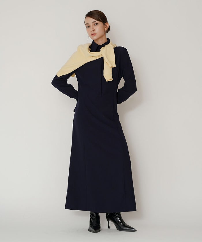 シャツワンピ 細見え モード 上品 ヴィンテージ 古着 ジャストシルエット 韓国風 綺麗め 細見え カジュアル KINO THE KEI