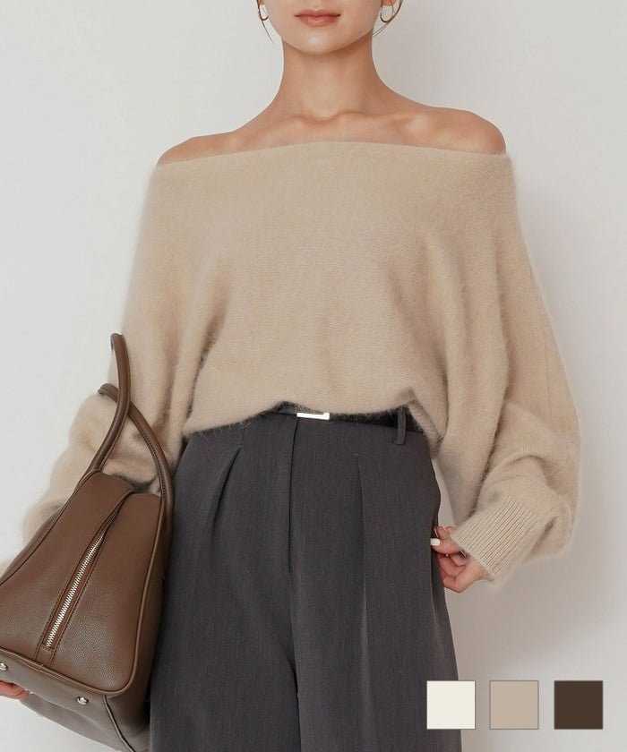 アンゴラ ファー オフショル ニット KINO THE KEI