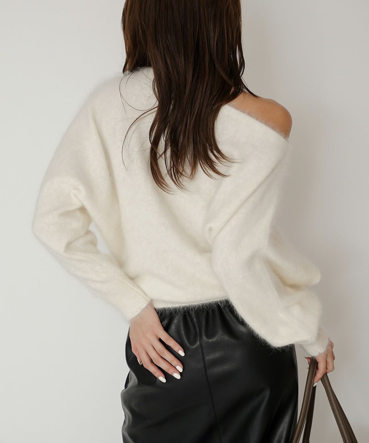 モヘア ラクーン オフショルニット ふんわりニット 女性らしい モテニット 韓国風 綺麗め 細見え カジュアル KINO THE KEI