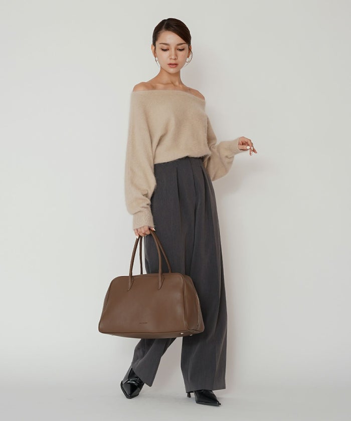 モヘア ラクーン オフショルニット ふんわりニット 女性らしい モテニット 韓国風 綺麗め 細見え カジュアル KINO THE KEI