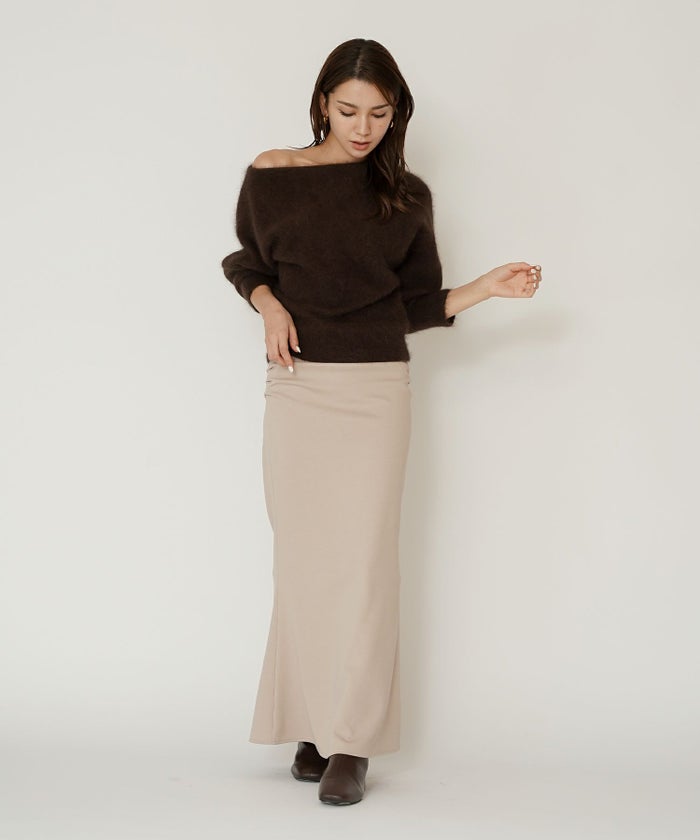 モヘア ラクーン オフショルニット ふんわりニット 女性らしい モテニット 韓国風 綺麗め 細見え カジュアル KINO THE KEI