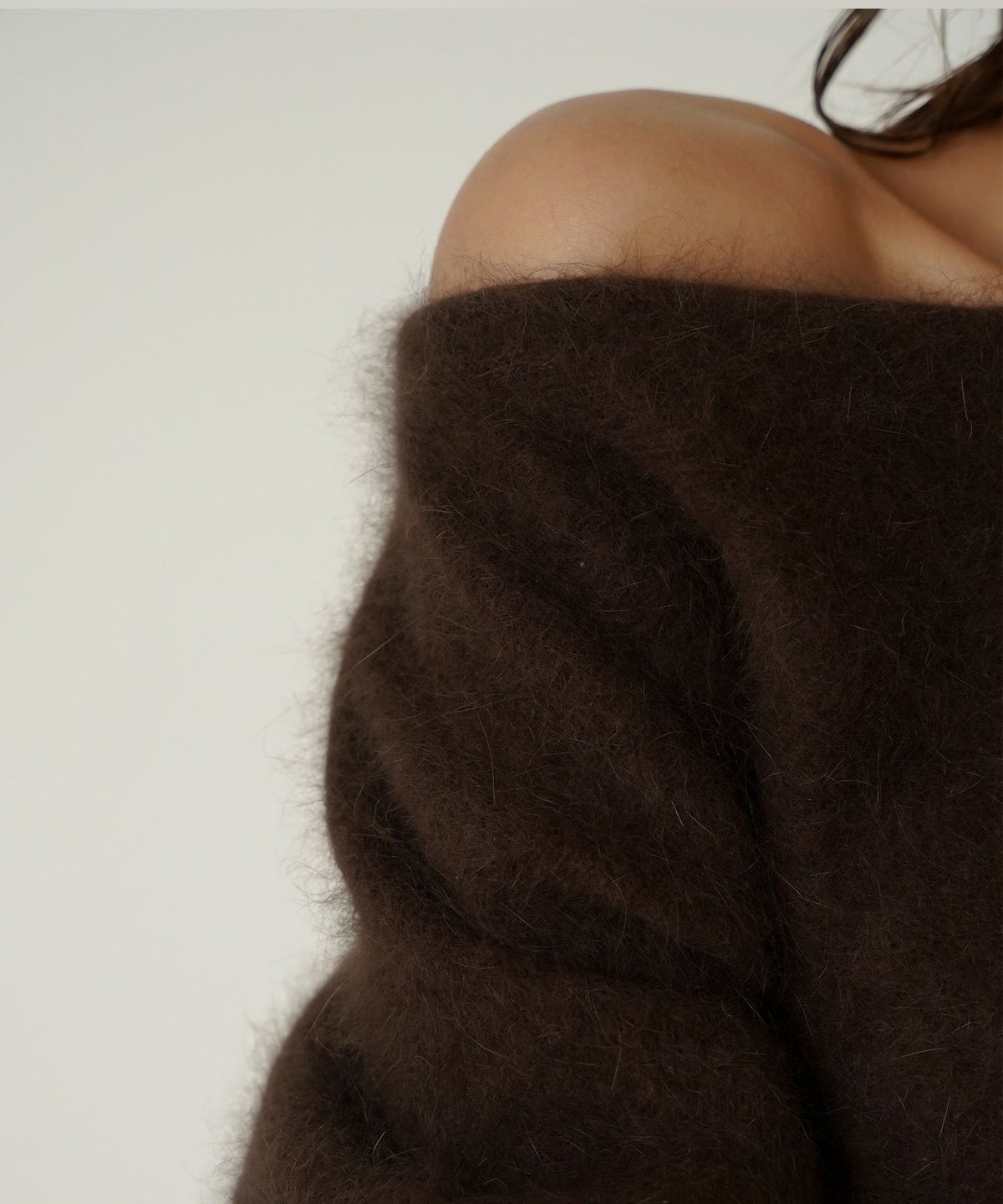 モヘア ラクーン オフショルニット ふんわりニット 女性らしい モテニット 韓国風 綺麗め 細見え カジュアル KINO THE KEI