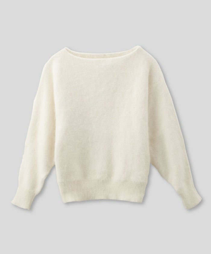 モヘア ラクーン オフショルニット ふんわりニット 女性らしい モテニット 韓国風 綺麗め 細見え カジュアル KINO THE KEI