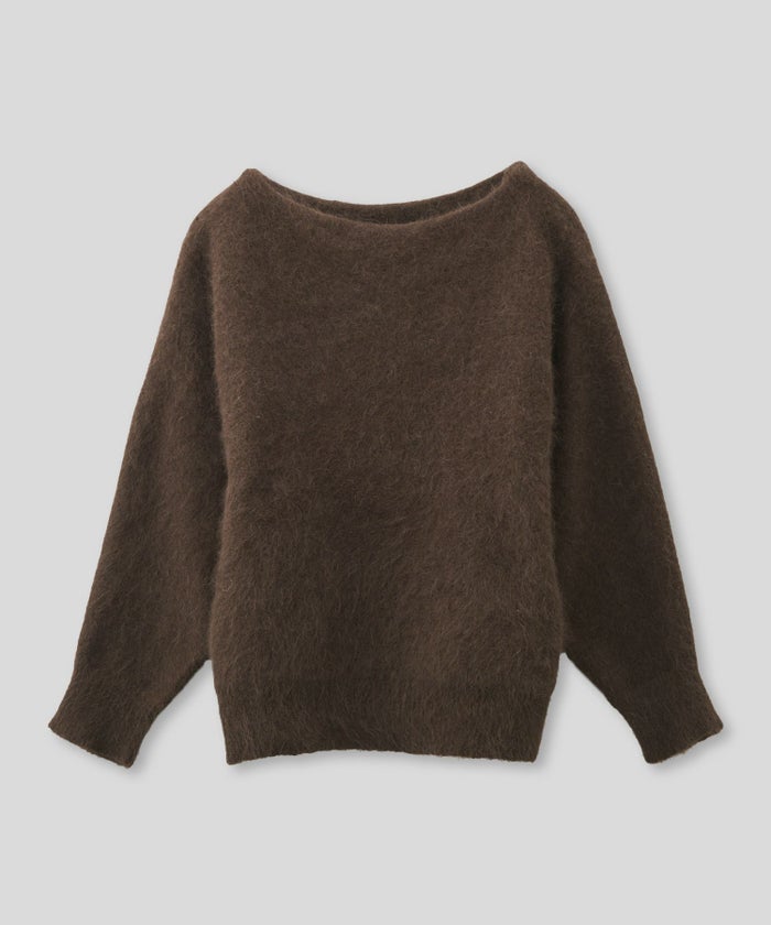 モヘア ラクーン オフショルニット ふんわりニット 女性らしい モテニット 韓国風 綺麗め 細見え カジュアル KINO THE KEI