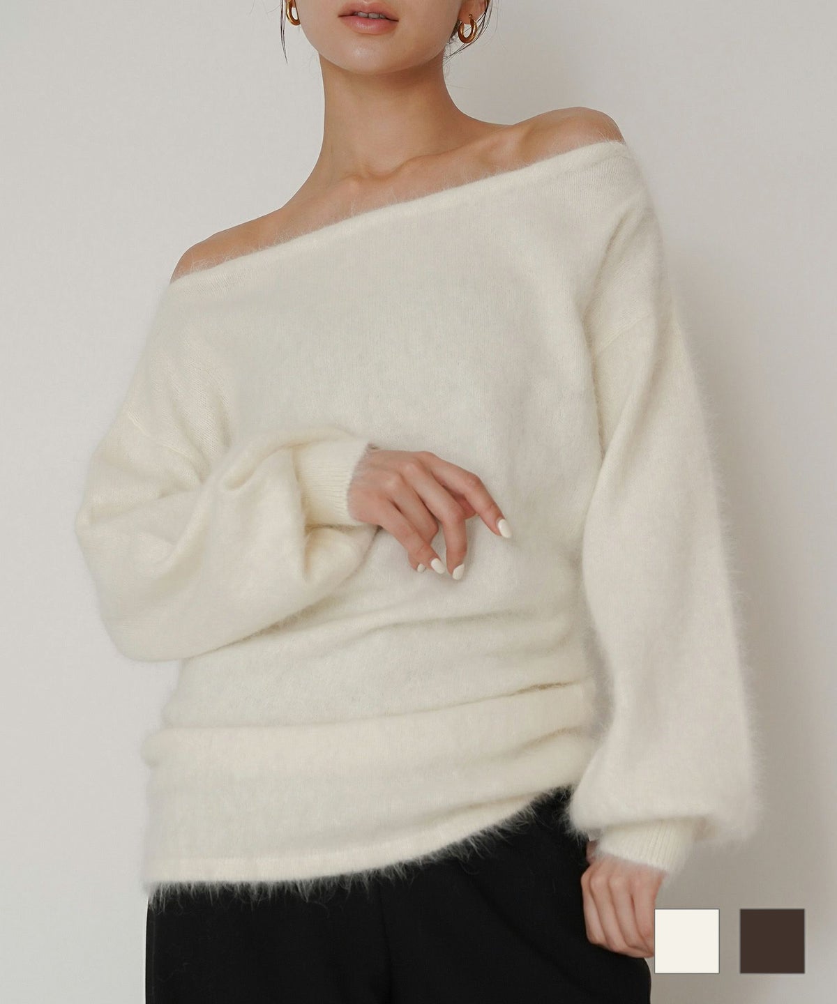 アンゴラ ファー オフショル ミニ ワンピース KINO THE KEI