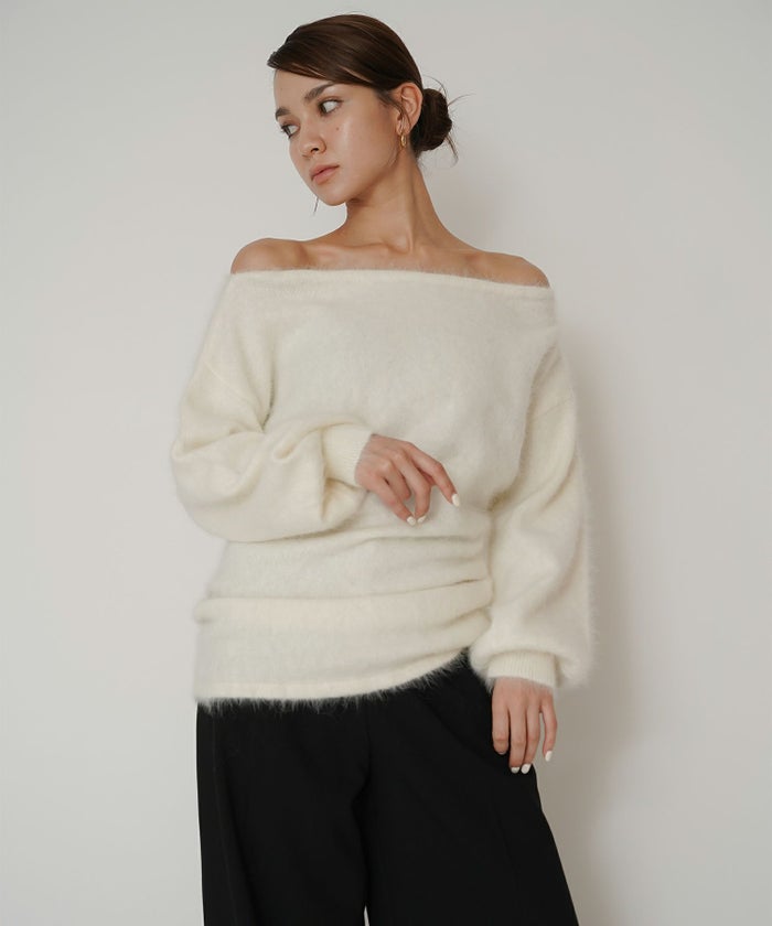 アンゴラ ファー オフショル ミニ ワンピース KINO THE KEI