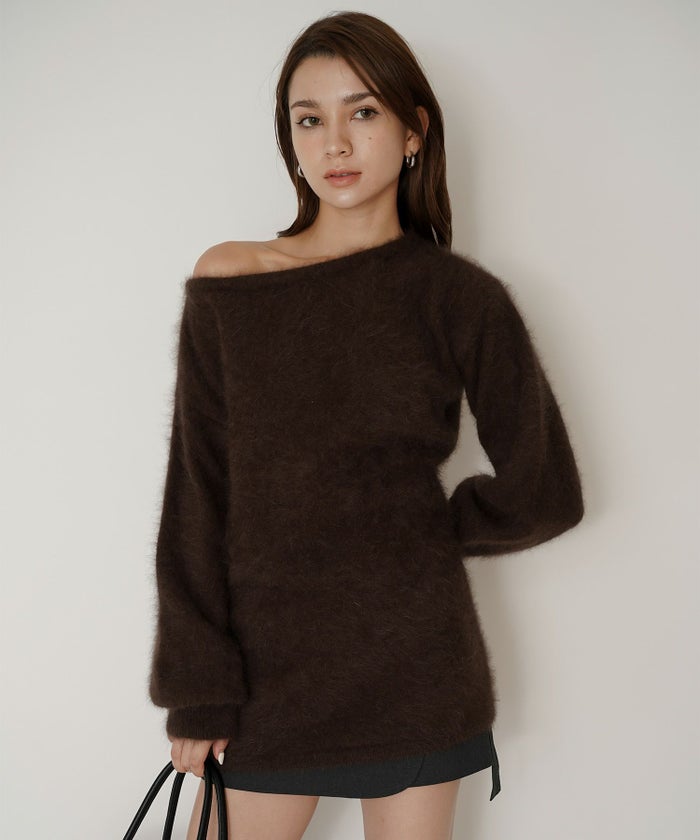 アンゴラ ファー オフショル ミニ ワンピース KINO THE KEI