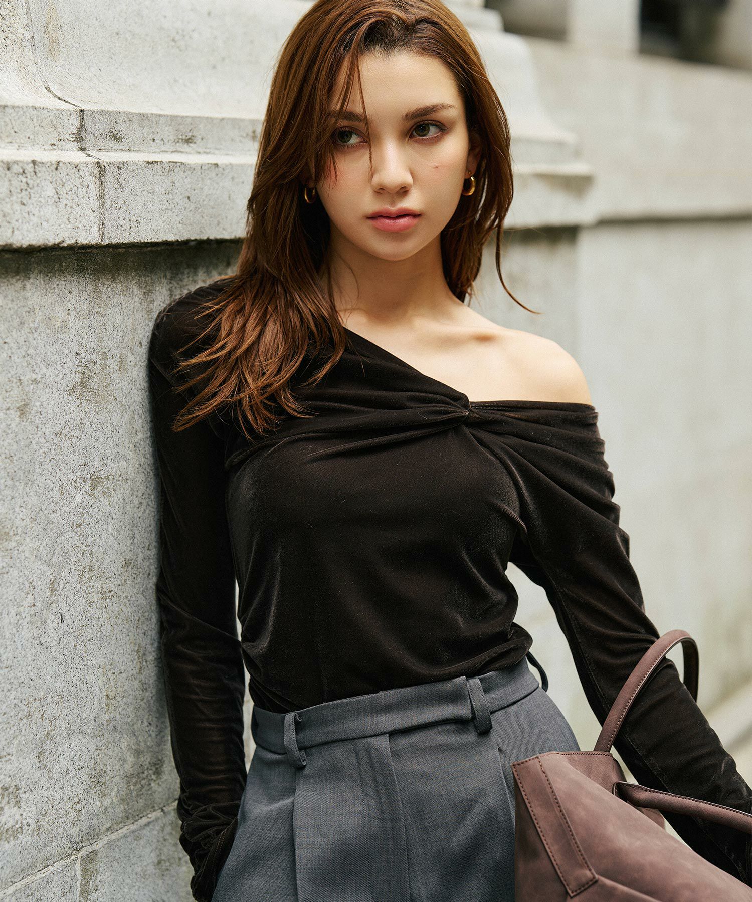 シアー ベロア ツイスト 3WAY トップス KINO THE KEI 全2色｜ktk531