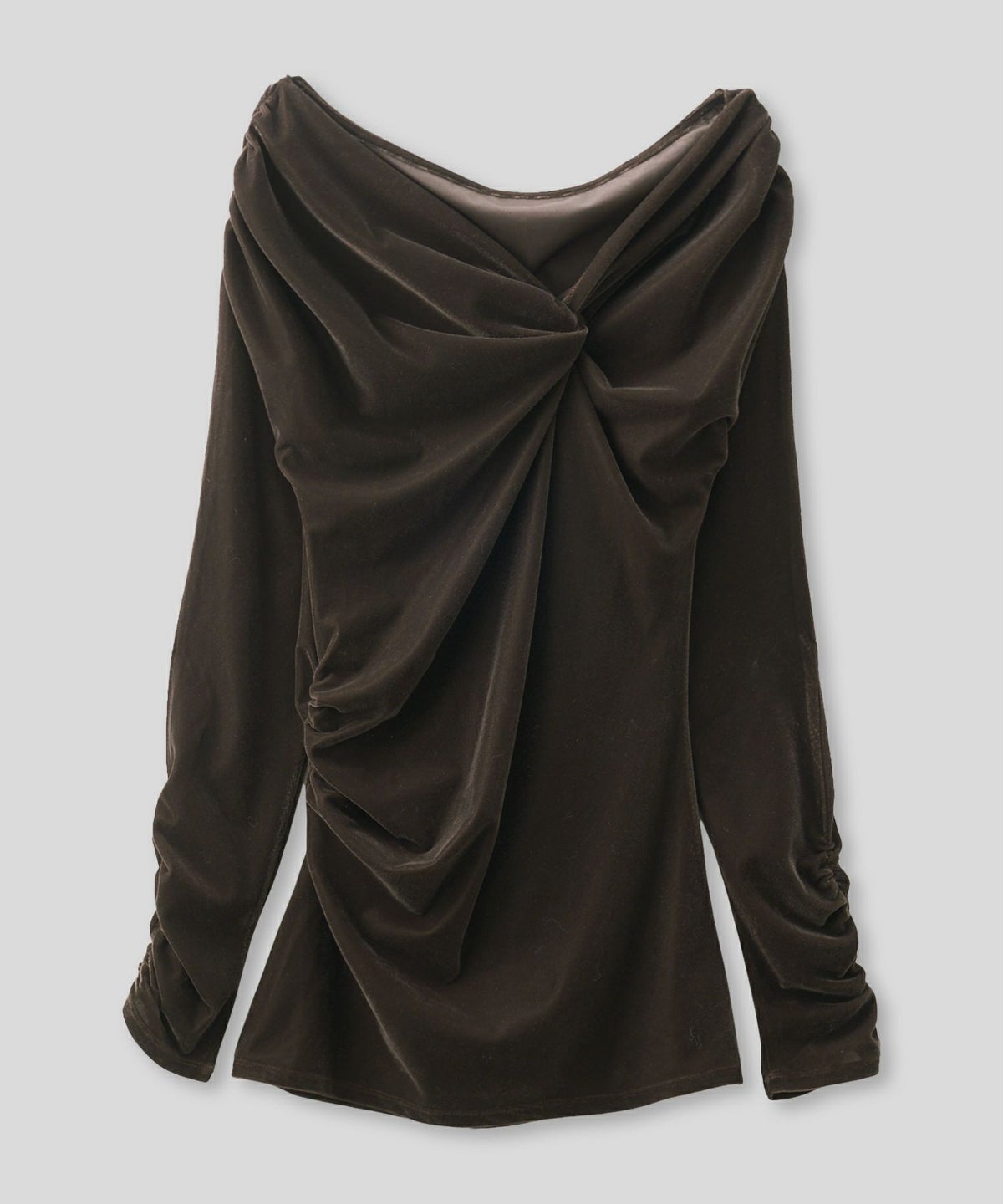 シアートップス レイヤード オフショルトップス ドレープ タイトトップス ベロア素材 韓国風 綺麗め 細見え カジュアル KINO THE KEI