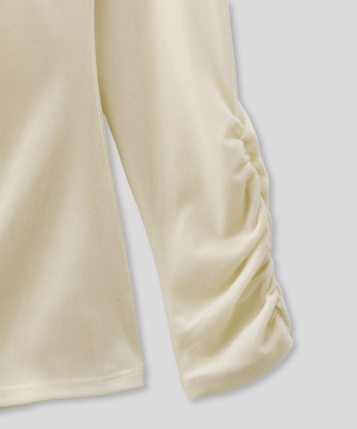 シアートップス レイヤード オフショルトップス ドレープ タイトトップス ベロア素材 韓国風 綺麗め 細見え カジュアル KINO THE KEI