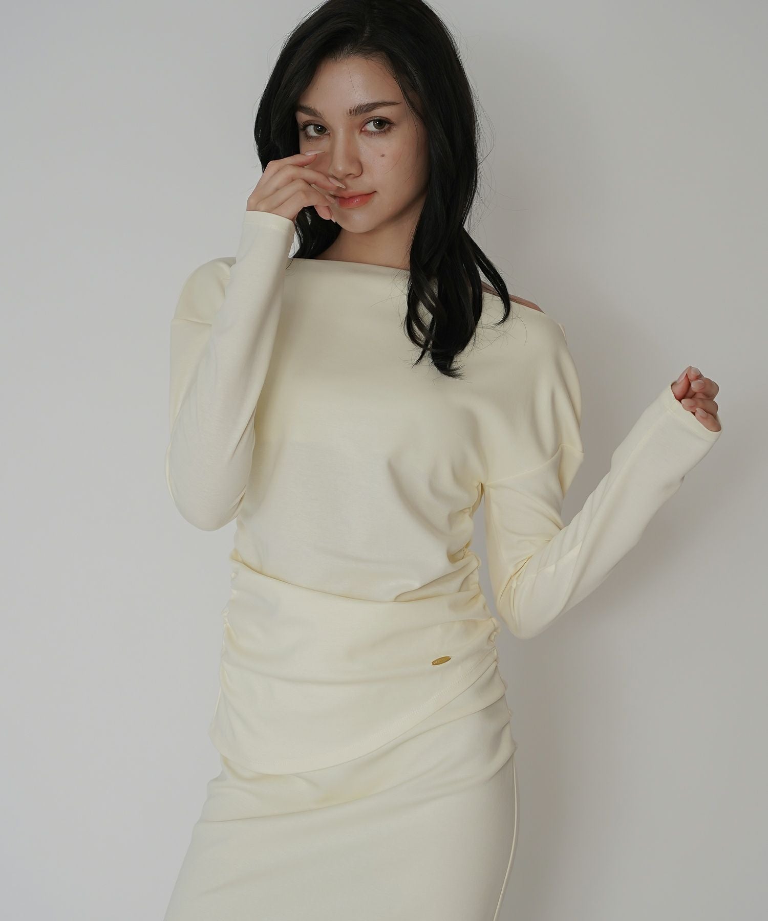 2WAY ドレープ アシンメトリー ヘム プルオーバー ( セットアップ可