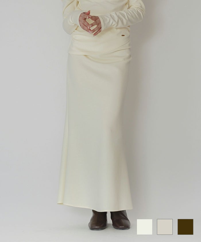 カットソー セットアップ マーメイドスカート ロングスカート ドレープ タイトスカート 韓国風 綺麗め 細見え カジュアル KINO THE KEI サイド タック ナロー マーメイド スカート ( セットアップ可 ) KINO THE KEI