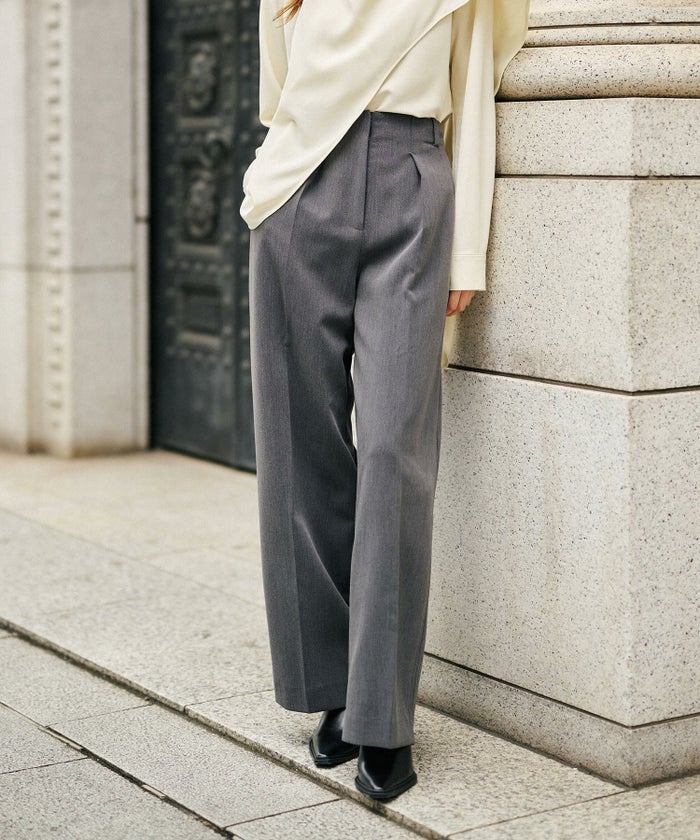 オフィス スラックス ワイドパンツ セミワイド フォーマル 万能 感動 着回し 韓国風 綺麗め 細見え カジュアル KINO THE KEI