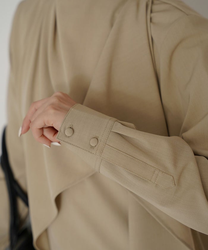 フレアシルエット お仕事 オフィス ディナー フォーマル ドレープ モード 変形シャツ  韓国風 綺麗め 細見え カジュアル KINO THE KEI