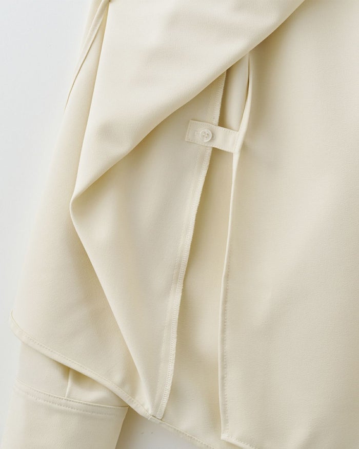 フレアシルエット お仕事 オフィス ディナー フォーマル ドレープ モード 変形シャツ  韓国風 綺麗め 細見え カジュアル KINO THE KEI