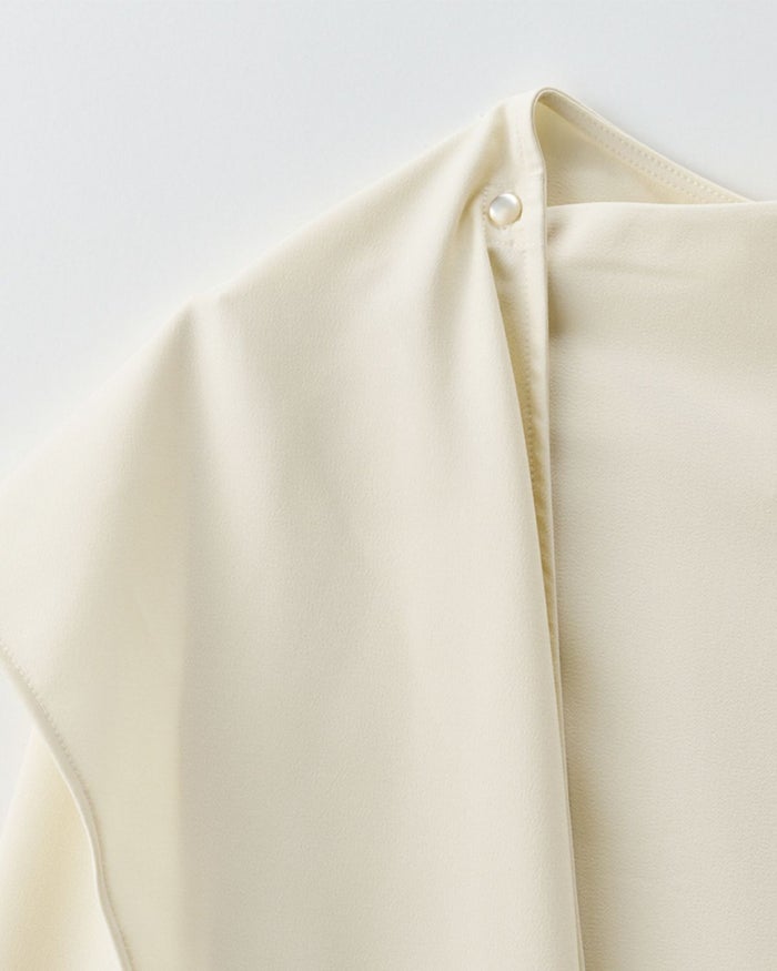 フレアシルエット お仕事 オフィス ディナー フォーマル ドレープ モード 変形シャツ  韓国風 綺麗め 細見え カジュアル KINO THE KEI