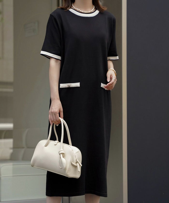 レディース サマーニット バイカラー きれいめ 上品 洗える ジョイントスペース