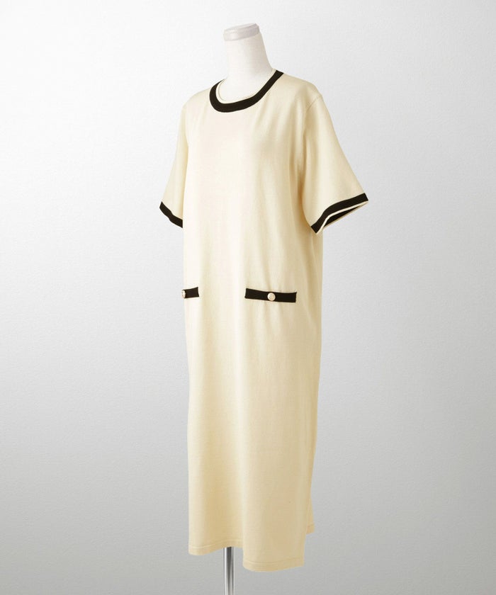 レディース サマーニット バイカラー きれいめ 上品 洗える ジョイントスペース