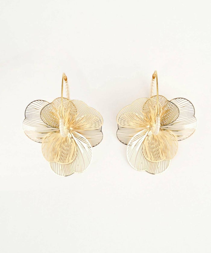 シアー フラワー ピアス Sheer Flower Pierce 真鍮 ガラス フープ 小顔効果 シアー フラワー ピアス Sheer Flower Pierce （Liala）