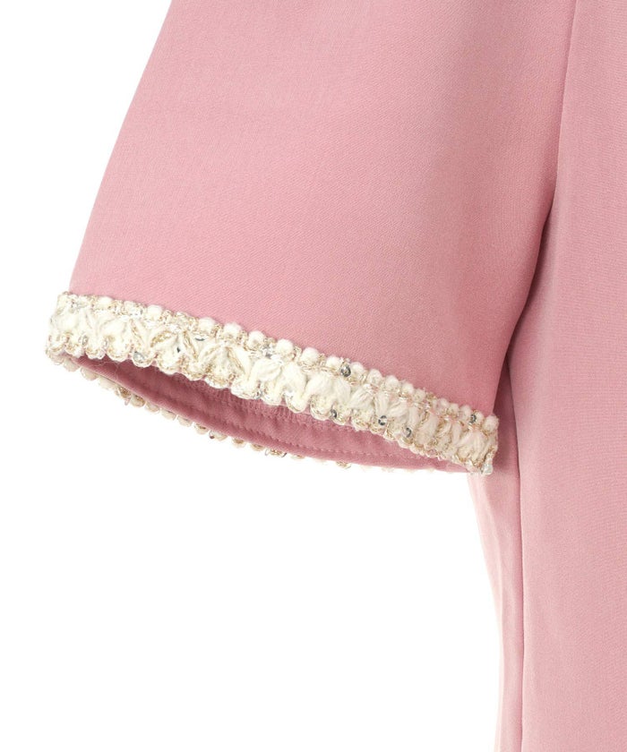 ワンピース レディース ファッション 半袖 きれいめ かわいい 大人 オフィス バイカラー 配色 膝丈 とろみ ジョイントスペース