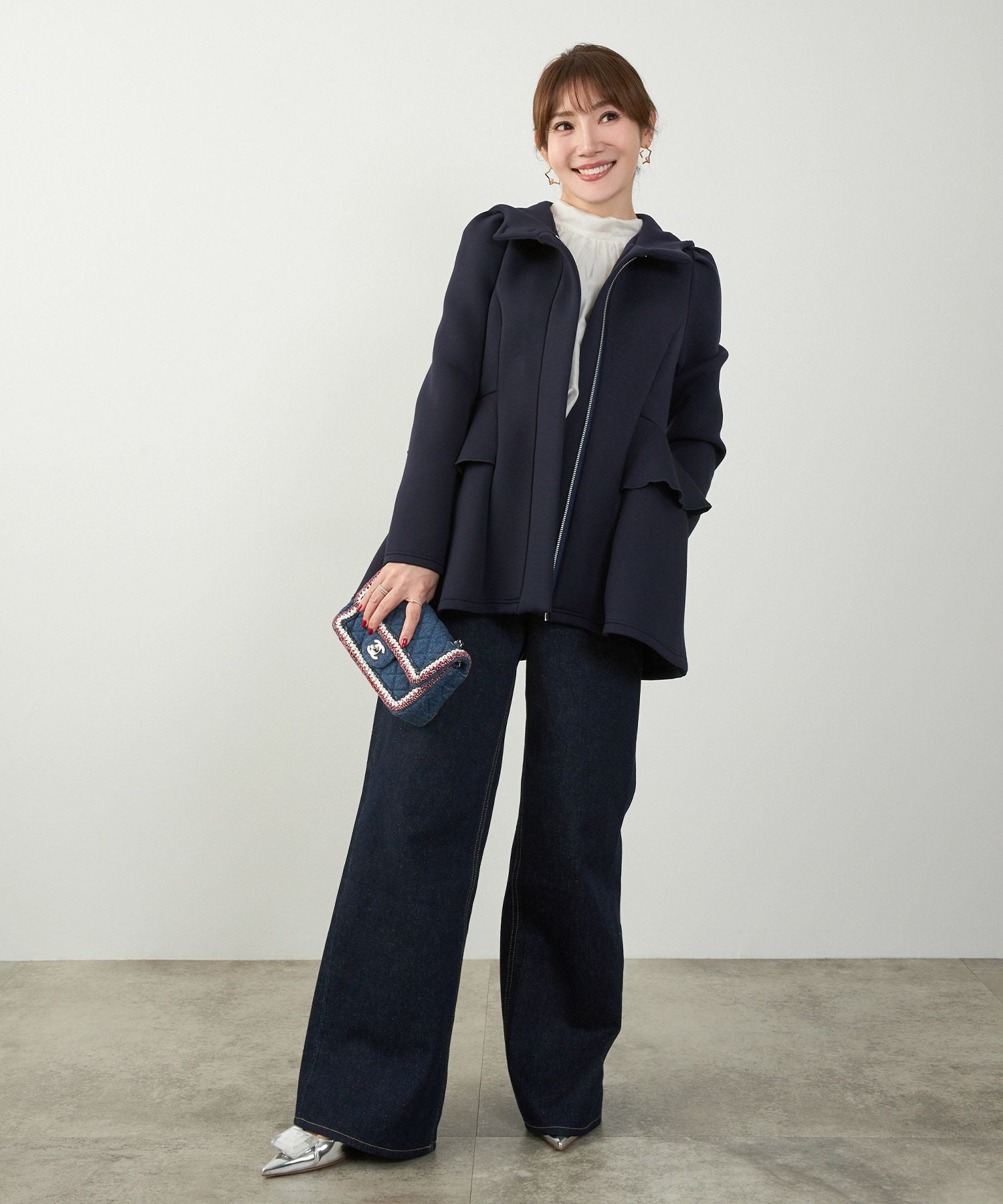 ダンボールニット フード付き フリル ジャケット Liala×PG