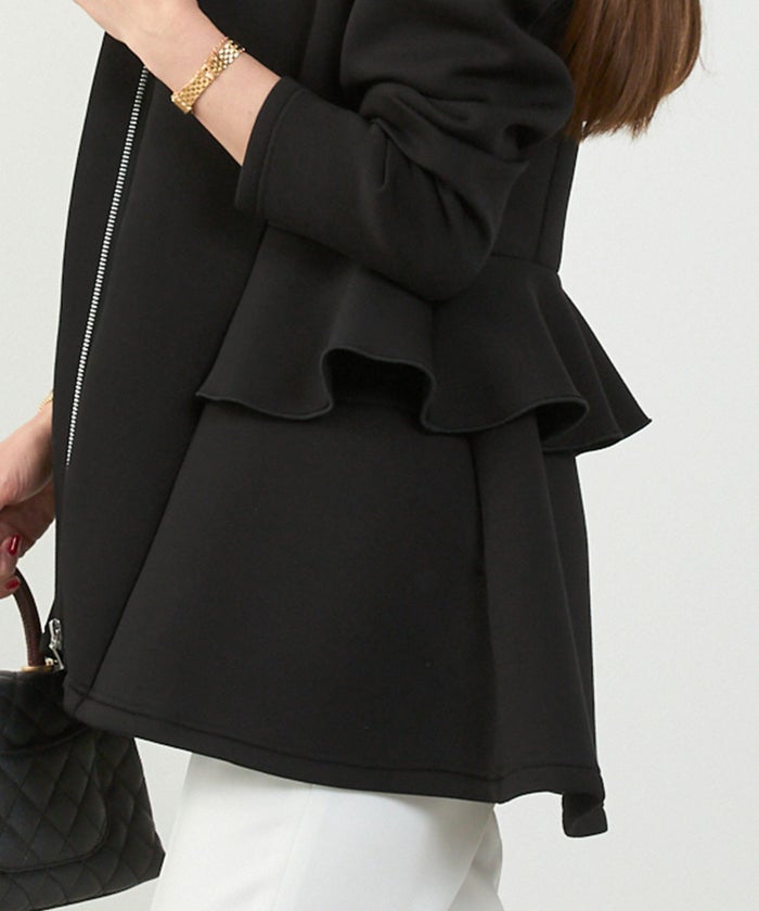 レディース ライトアウター 長袖 大人カジュアル オフィス きれいめ 体型カバー ペプラム スタンドカラー 春 秋 ジョイントスペース