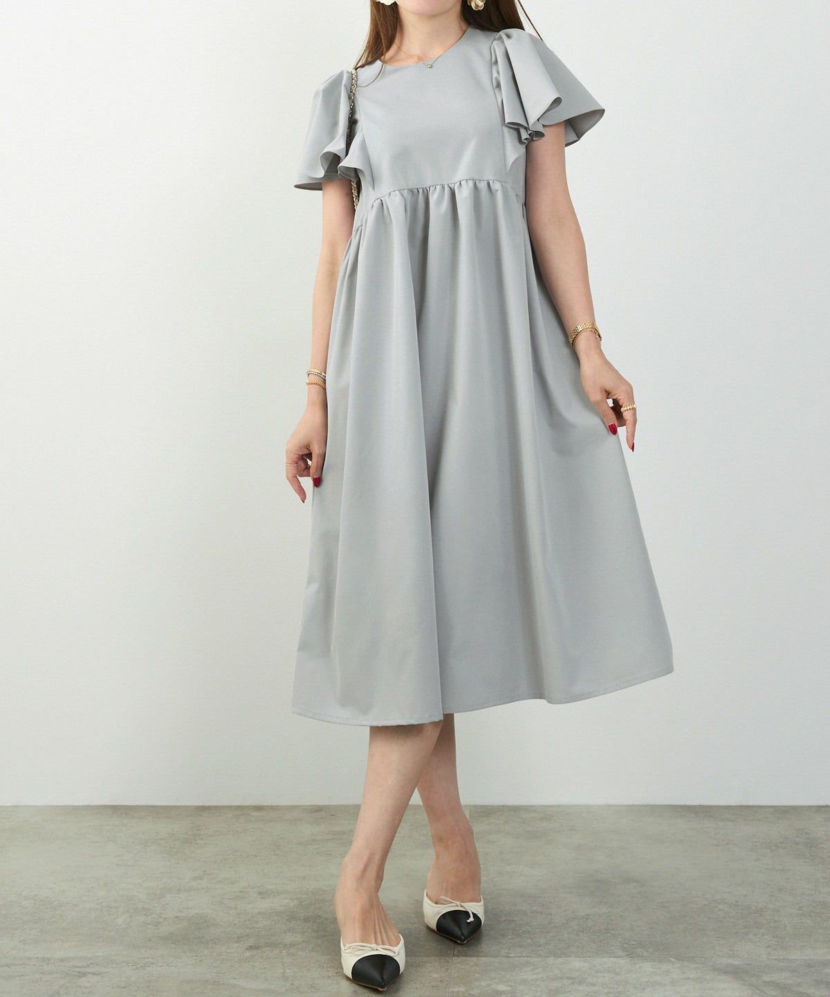 手洗い可かわいい上品きれいめ大人カジュアルシンプル体型カバーハイウエストフレアジョイントスペース